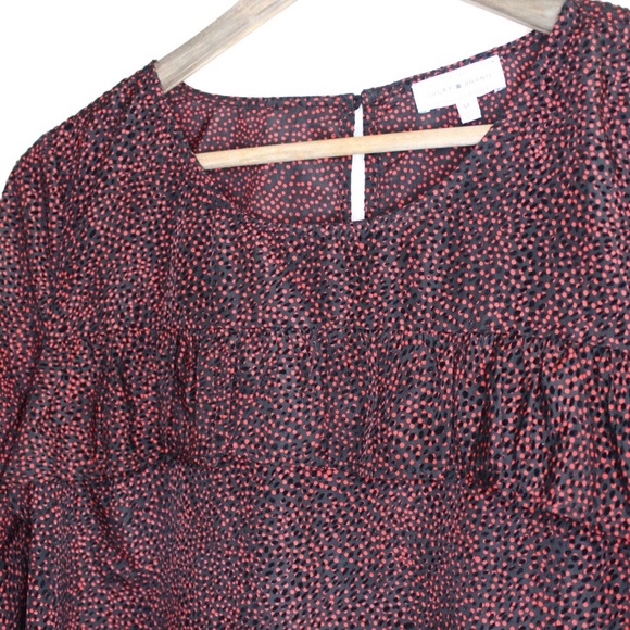 Lucky Brand Red Dot Ruffle Bell Sleeve Blouse M - Picture 2 of 8
